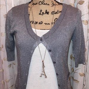 ✨ Beautiful Forever Brand Silver Cardigan Size S✨